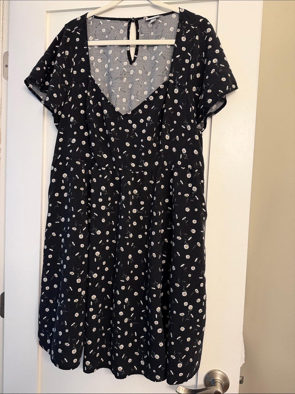 Torrid Black Floral V-Neck Flutter Sleeve Dress